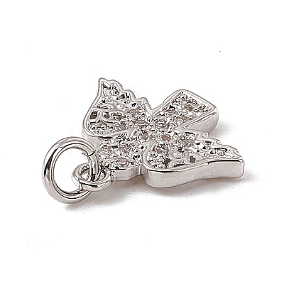 Brass Micro Pave Clear Cubic Zirconia Pendants ZIRC-F132-84P-1