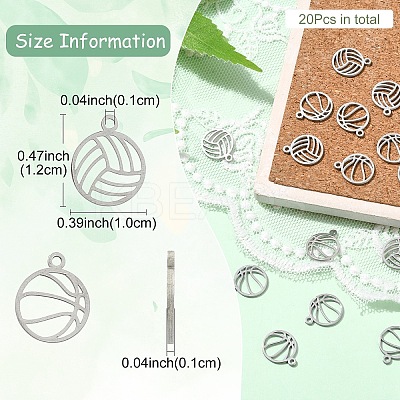 20Pcs 2 Styles 304 Stainless Steel Charms STAS-YW0002-59-1