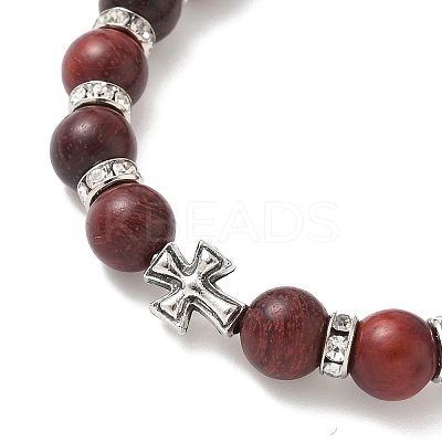 Dyed Imitation Burmese Wood Round Beadeed Stretch Bracelets Sets for Men Women BJEW-JB12355-03-1