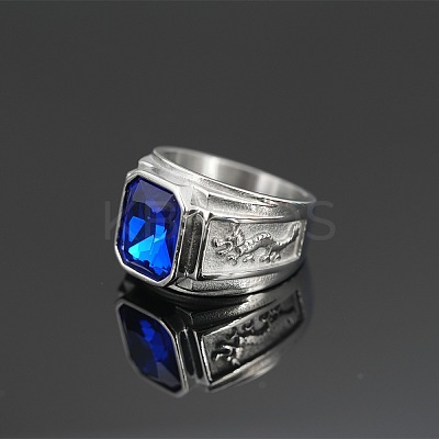 Rectangle 304 Stainless Steel with Cubic Zirconia Finger Rings for Men FS-WG909F6-25-1