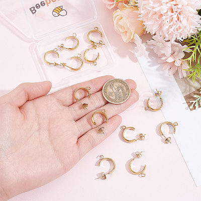 16Pcs 304 Stainless Steel Stud Earring Findings STAS-BBC0010-20D-1