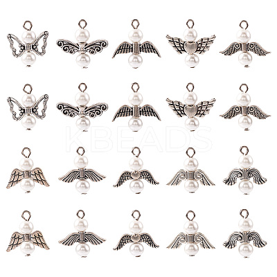 20Pcs 20 Style Glass Pearl Pendants PALLOY-TAC0142-1