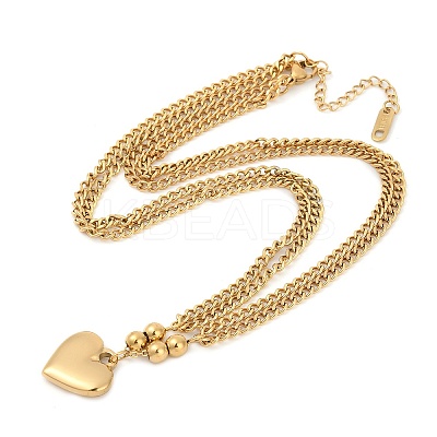 304 Stainless Steel Heart Pendant Necklaces for Women LS-NJEW-Z072-06G-1