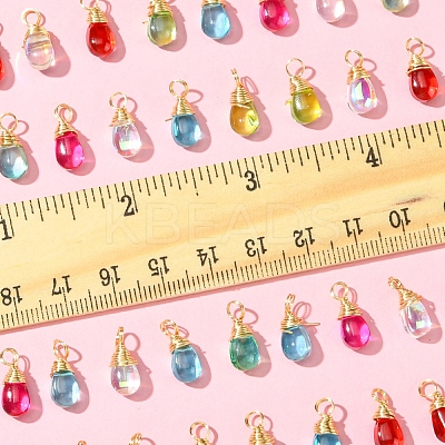40Pcs 5 Colors Transparent Glass Charms PALLOY-FS00023-1