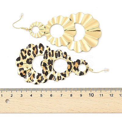 Teardrop Leopard Print Alloy Dangle Earrings for Women EJEW-K304-02G-1