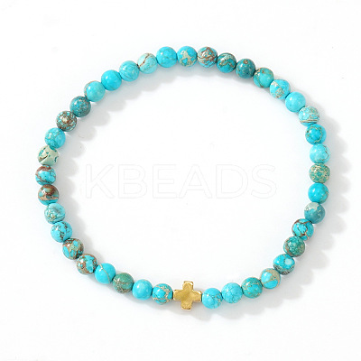 Bohemian Natural Imperial Jasper Round Beads Stretch Bracelets LS-NO3013-5-1