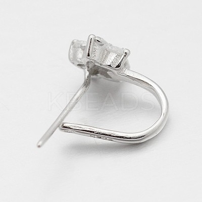 Anti-Tarnish Trendy Rhodium Plated 925 Sterling Silver Micro Pave Cubic Zirconia Pinch Bails STER-M081-072B-1