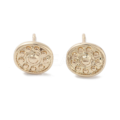 Flat Round Alloy Studs Earrings for Women EJEW-H309-08KCG-1