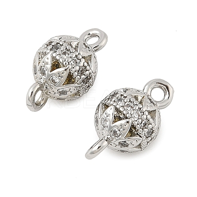 Brass Micro Pave Cubic Zirconia Connector Charms KK-U056-03P-1
