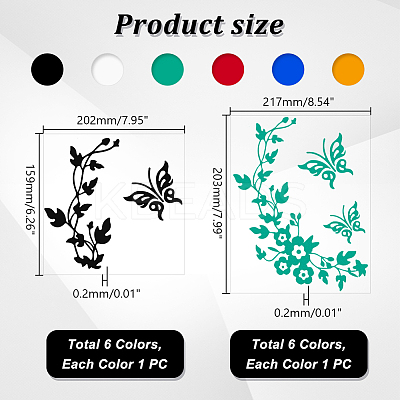 12 Sheets 12 Styles Flower Plastic Self Adhesive Car Stickers STIC-GA0001-11-1