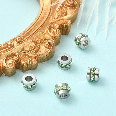 201 Stainless Steel Polymer Clay Rhinestone Inlaid Beads RB-YW0001-11J-1