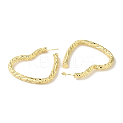 Rack Plating Twist Heart Brass Stud Earrings for Women EJEW-P272-03B-G-1