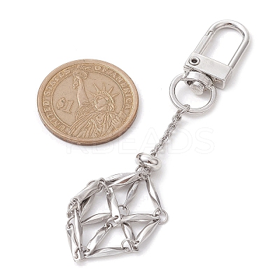 304 Stainless Steel Empty Stone Holder Chain Pouch Pendant Decorations HJEW-JM01885-01-1