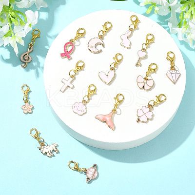 20Pcs 20 Styles Alloy Enamel Pendant Decorations HJEW-FS00048-1
