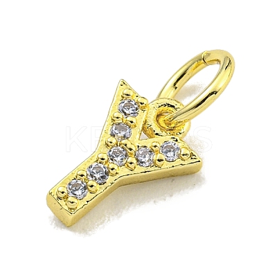 Letter Brass Micro Pave Clear Cubic Zirconia Pendants KK-K354-06G-Y-1