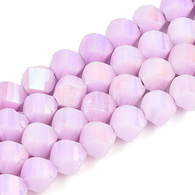 Anti-Tarnish Electroplate Glass Beads Strands GLAA-T025-8mm-14G-1