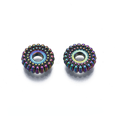 Rack Plating Rainbow Color Alloy Beads PALLOY-S180-353-1