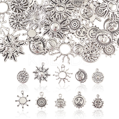 100Pcs 10 Styles Tibetan Style Alloy Charms TIBEP-CJ0001-59-1