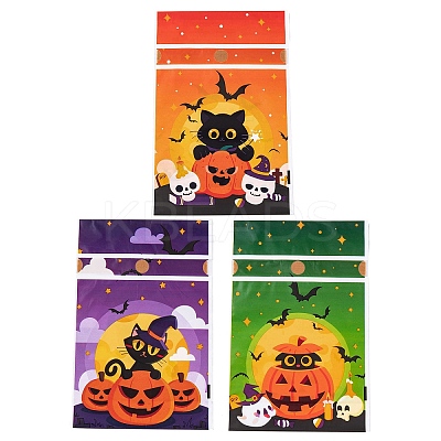 50Pcs Rectangle Halloween Candy Plastic Bags ABAG-U001-01K-1