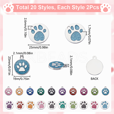 40Pcs 20 Styles Enamel Pendants ENAM-SP0001-01-1
