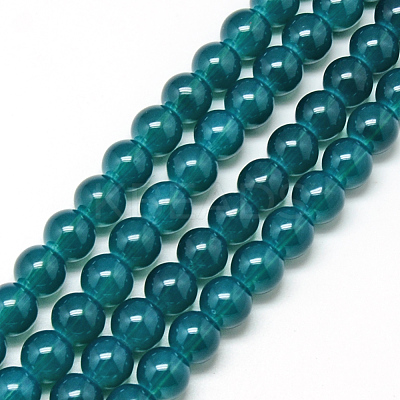 Baking Paint Glass Beads Strands X-DGLA-Q023-8mm-DB15-1