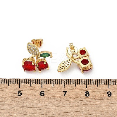 Brass Pave Cubic Zirconia Stud Earrings for Women EJEW-A126-03G-1