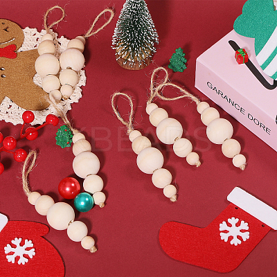 Wood Round Beads Pendant Decoration HJEW-CA00009-1