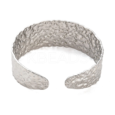 Non-Tarnish 304 Stainless Steel Textured Flat Cuff Bangles LS-BJEW-G694-04P-1