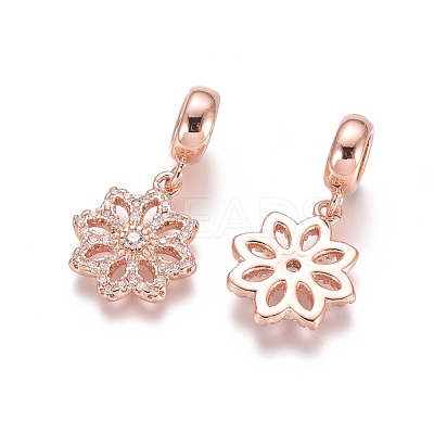 Brass Micro Pave Cubic Zirconia European Dangle Charms X-ZIRC-E163-01RG-1