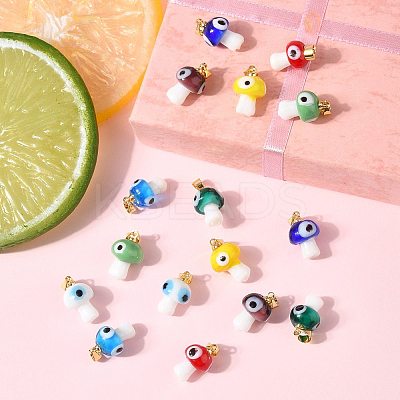 16Pcs 8 Colors Handmade Lampwork Pendants LAMP-FS0001-47-1