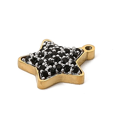 304 Stainless Steel Micro Pave Cubic Zirconia Charms STAS-I356-04G-08-1