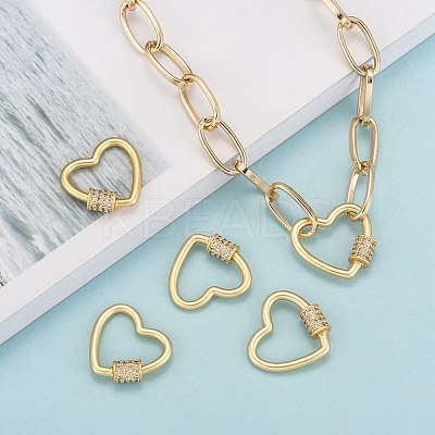 Brass Micro Pave Cubic Zirconia Screw Carabiner Lock Charms ZIRC-G160-23G-1