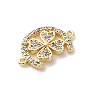 Brass Micro Pave Clear Cubic Zirconia Links Connector Charms LS-KK-K406-01C-G-1