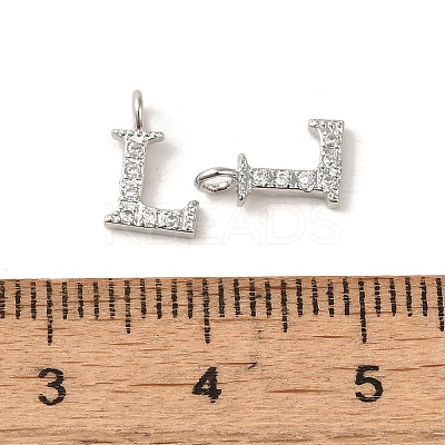 Initial Letter Brass Micro Pave Cubic Zirconia Pendants ZIRC-F008-L-1