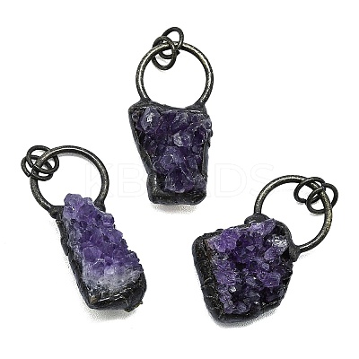 Electroplated Raw Natural Amethyst Pendants G-K404-03AB-1