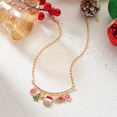 Alloy Enamel with Rhinestone Pendant Bib Necklaces FS-WGEB151-01-1