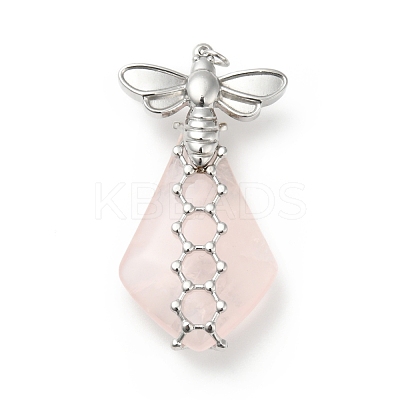 Natural Rose Quartz Pendants G-G870-02P-1
