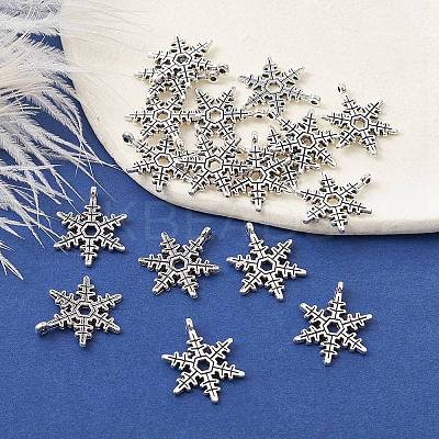 Christmas Snowflake Tibetan Style Alloy Pendants TIBEP-YW0001-58-1