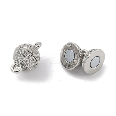 Rack Plating Brass Micro Pave Cubic Zirconia Magnetic Clasps with Loops KK-A224-11P-1
