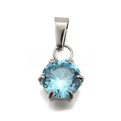 304 Stainless Steel Pave Cubic Zirconia Pendants STAS-B086-12P-02-1