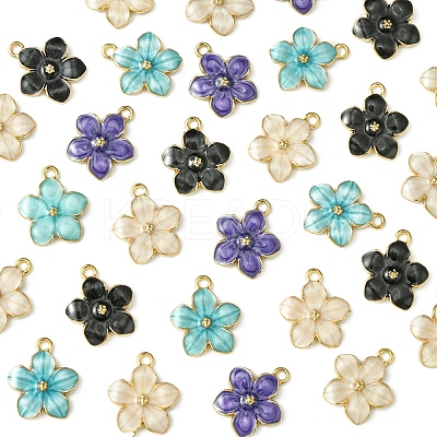 30Pcs 5 Colors Alloy Enamel Pendants ENAM-FS0002-07-1
