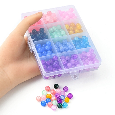 336Pcs 12 Colors Baking Paint Crackle Glass Bead Strands DGLA-YW0001-11-1