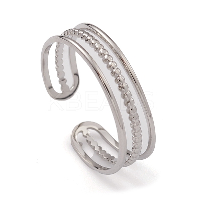 Non-Tarnish 304 Stainless Steel Triple Line Open Cuff Rings for Women RJEW-G285-73P-1
