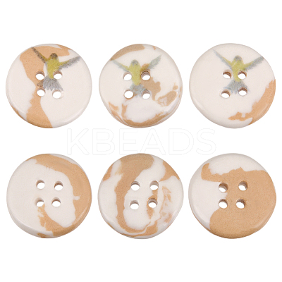 6Pcs Porcelain Buttons BUTT-OC0001-59A-1