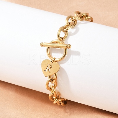 Golden 304 Stainless Steel Charm Bracelets NJEW-K284-01G-R-1