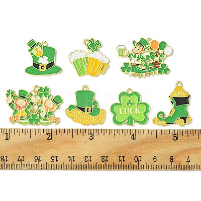 14Pcs 7 Styles Saint Patrick's Day Alloy Enamel Pendants ENAM-FS0001-67-1