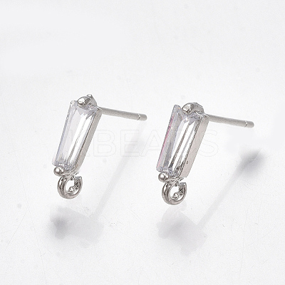 Brass Cubic Zirconia Stud Earring Findings KK-S348-349-1