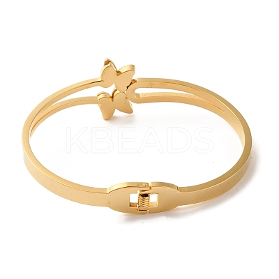 Adjustable Butterfly Enamel Shell Torque Bangles BJEW-F474-16G-1