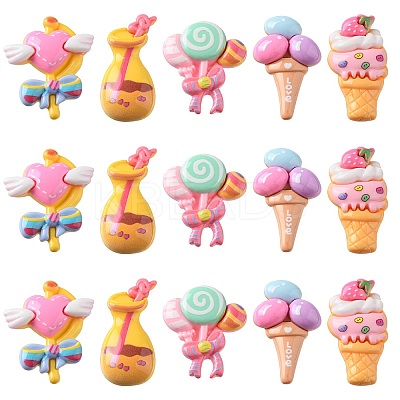 40Pcs 5 Styles Dessert Theme Opaque Resin Cabochons RESI-CJ0003-03-1