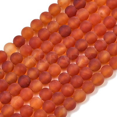 Frosted Natural Red Agate Beads Strands G-F372-6mm-1